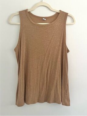 Old Navy Luxe Ribbed Tank Top Neutral Brown Simple Basic Summer Clean Girl S
